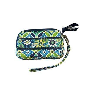 Vera Bradley Floral Wristlet Wallet 3"x5" Blue/Green Daisy Print